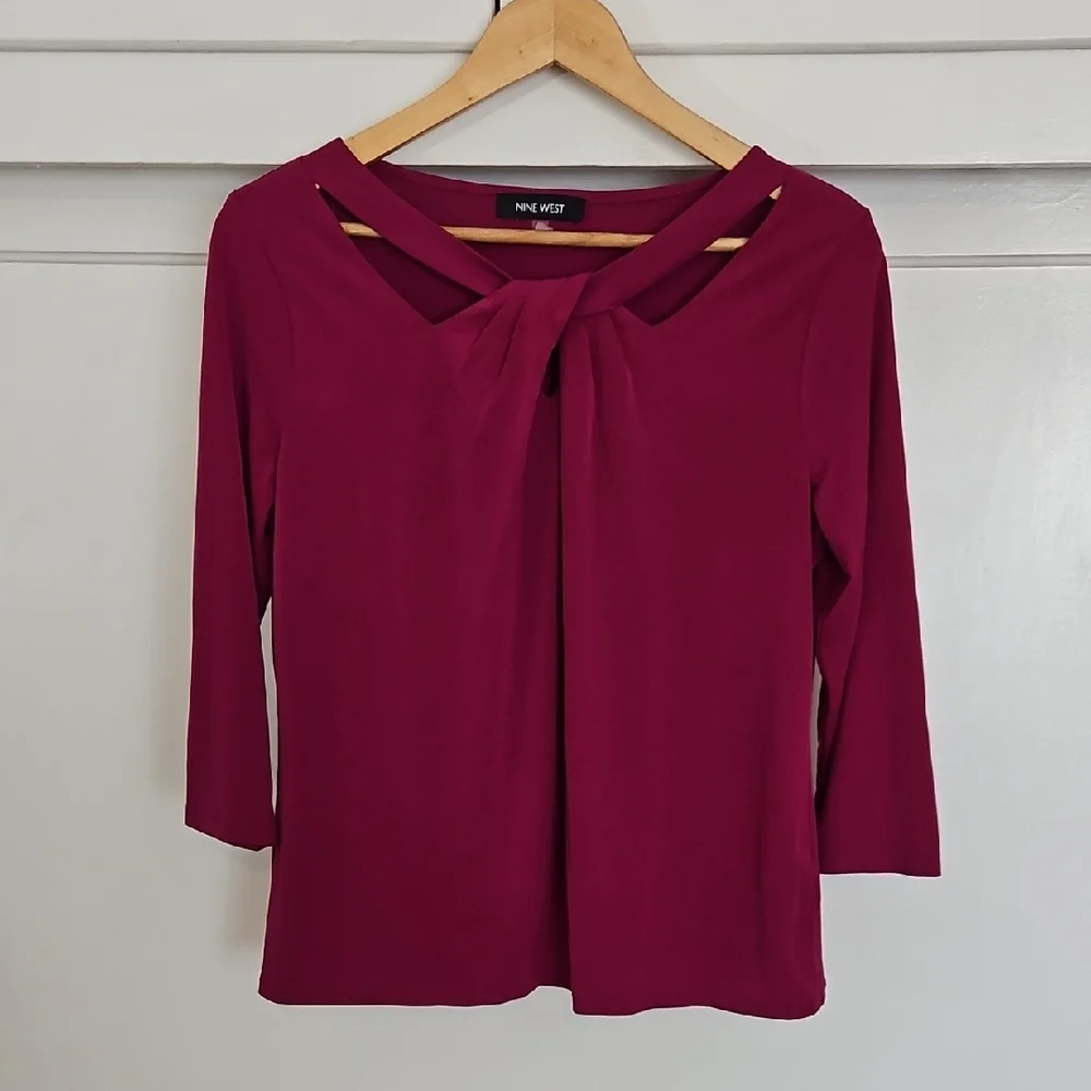 Dark Pink Blouse with Cut Outs